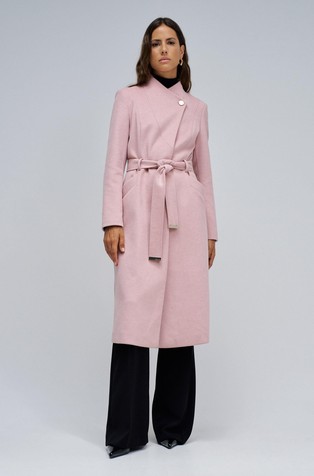 Slim fit kaput od mješavine vune s trakom za vezanje