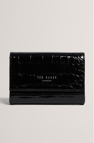 Patent Croc Texture Fold-Over Coin Purse