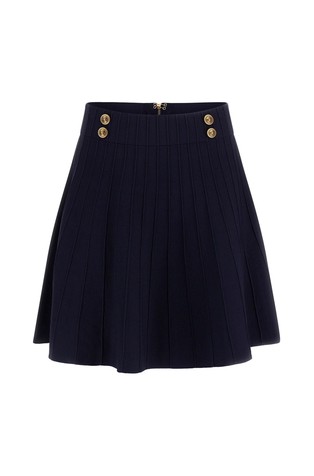 Short sweater skirt with striped pattern