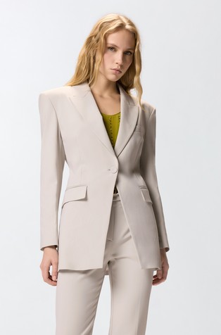 Single-breasted straight blazer in cotton-blend