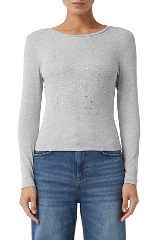 Majica dugih rukava s ukrasnim kamenčićima