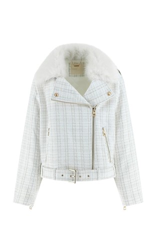 Tweed Jacket With Faux Fur