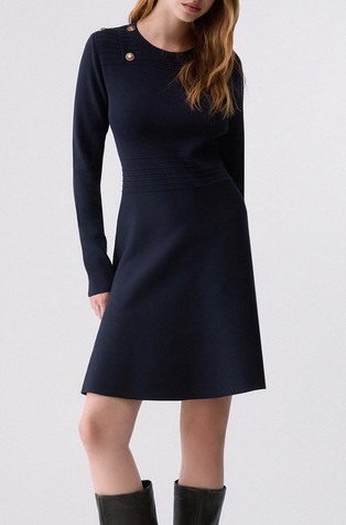 Short knit dress with decorative buttons