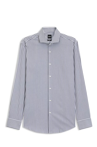 Slim fit prugasta košulja od rastezljivog pamuka
