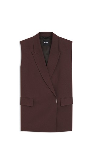 Relaxed fit prsluk u stilu sakoa od mješavine lana