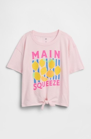 Kids Oversized Knot-Tie Graphic T-Shirt