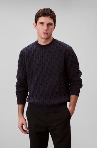 Pleten pulover od mješavine pamuka s uzorkom monograma