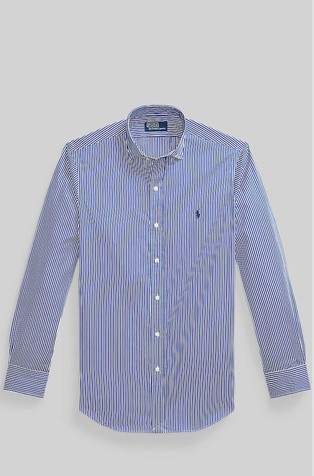 Custom fit prugasta košulja od popelina