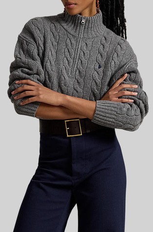 Cable Wool-cashmere Half-zip Sweater