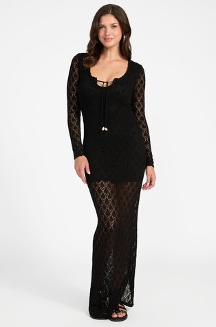 Rupičasto pletena duga viskozna haljina