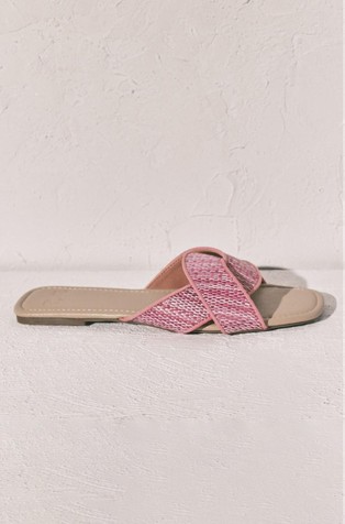 Raffia-effect mule sandals