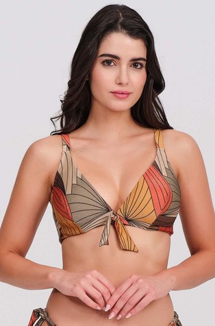 Patterned shiny bikini top