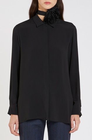 Košulja od mješavine svile s ukrasnim cvijetom