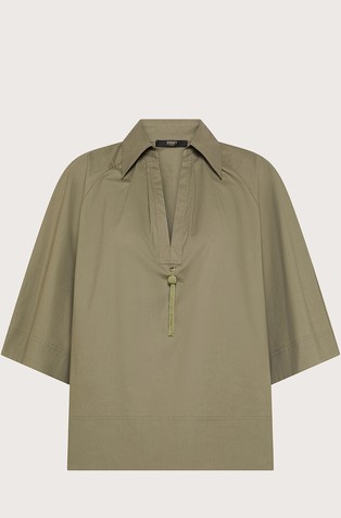 Stretch poplin short-sleeved shirt