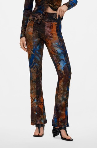 Flare trousers with abstract print