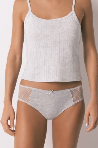 Cotton-blend panty with plumetis inserts