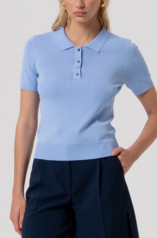 Pletena polo majica s ukrasnim zakovicama