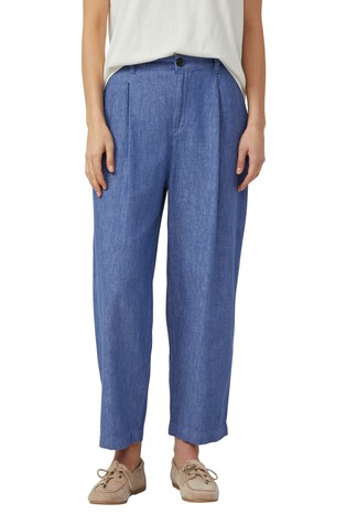 Linen blend trousers with barrel legs
