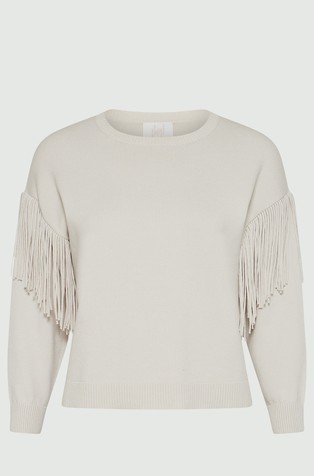 Monochrome pulover od mješavine viskoze s resicama