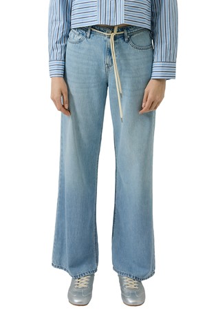 Jeans hlače sa širokim nogavicama i podesivom vezicom