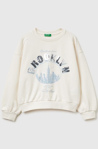 Cotton sweatshirt with print and sequins