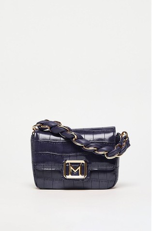 Mini bag in croc-print coated fabric