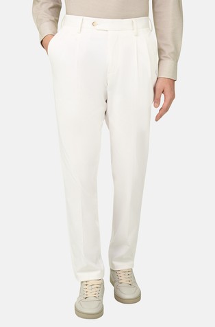 Stretch Cotton/Tencel Trousers with Pleats