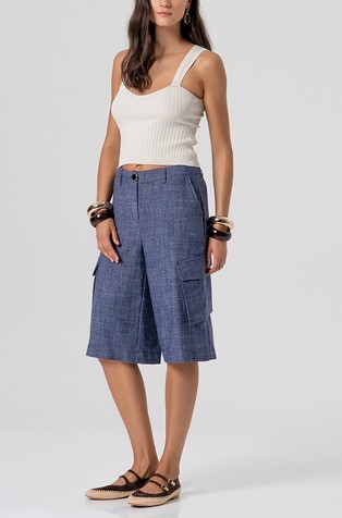 Cargo bermude od mješavine s lanom