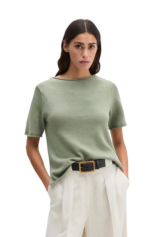 Pletena majica kratkih rukava od organskog pamuka i lana