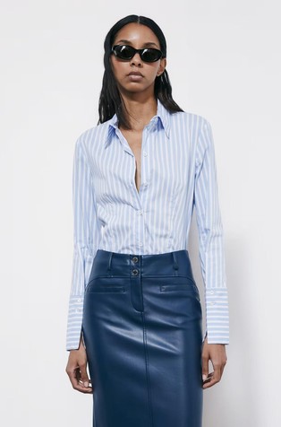 Striped slim fit poplin shirt
