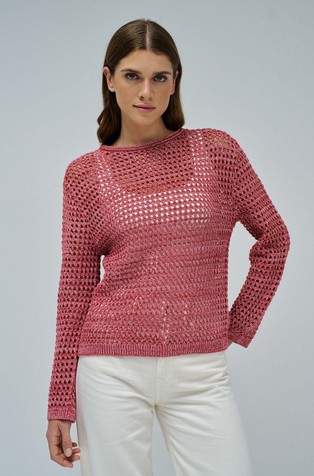 Rupičasto pleten pulover sa svjetlucavim lurex vlaknima