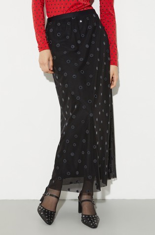Polka-dot tulle-jersey skirt