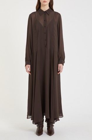Long shirt dress with pleated skirt