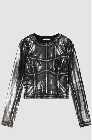 Metalno sjajna cropped majica dugih rukava