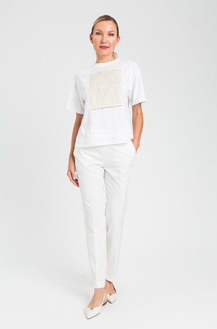 Regular fit majica s otiskom i vezom