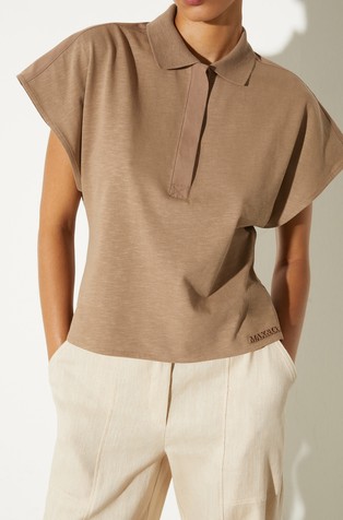 Polo T-shirt in material mix