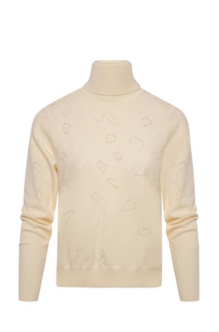 Knitwear with animalier pattern and high neck