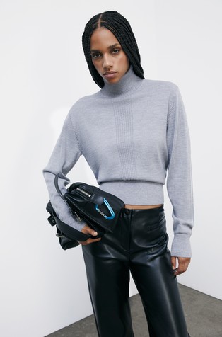 Essential pleten vuneni pulover s visokim ovratnikom