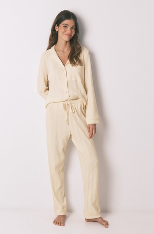 Cotton-blend classic long pyjamas