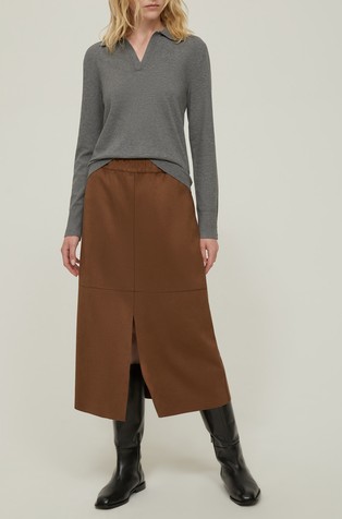 Midi suknja od umjetne brušene kože