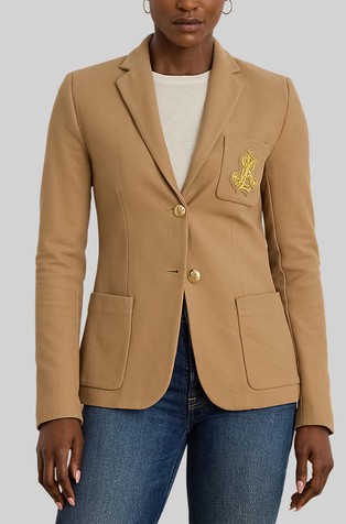 Logo patched jacquard blazer