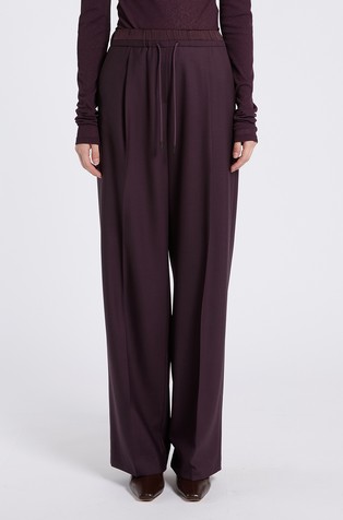 Monochrome wool trousers with drawstring