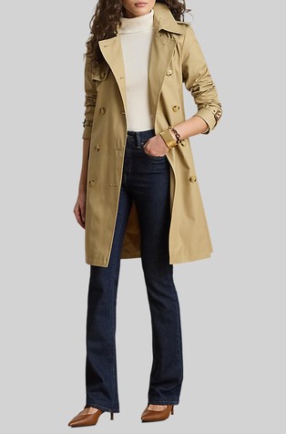 Double-breasted Cotton-blend Trench Coat
