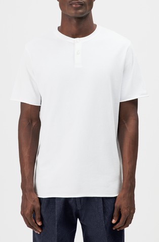 Regular fit pamučna majica s henley ovratnikom