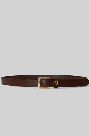 Logo-keeper leather skinny belt