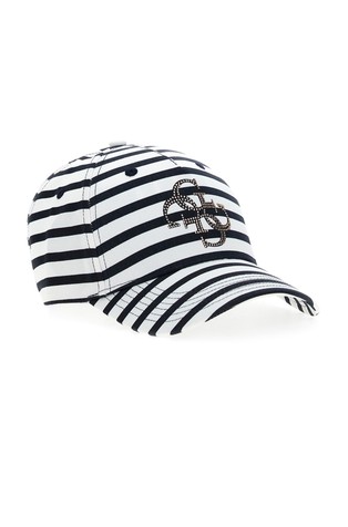 Rhinestoned striped baseball cap