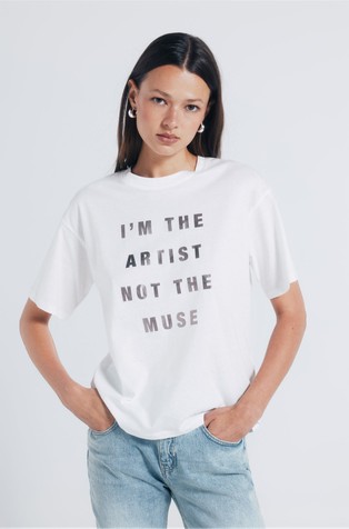 Cotton T-shirt with shiny lettering