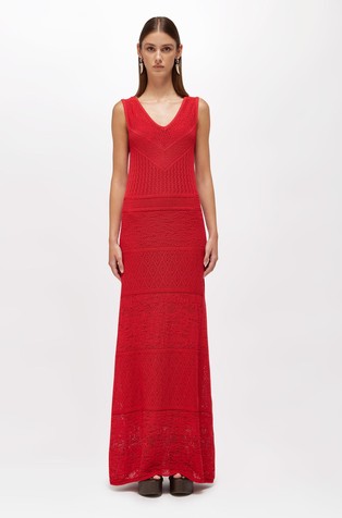 Long cotton-blend knit dress