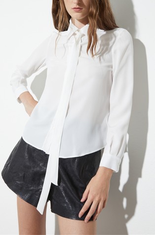 Crepe de Chine shirt with bow