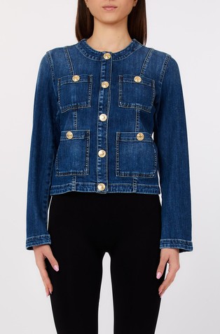 Denim jakna s logo gumbima